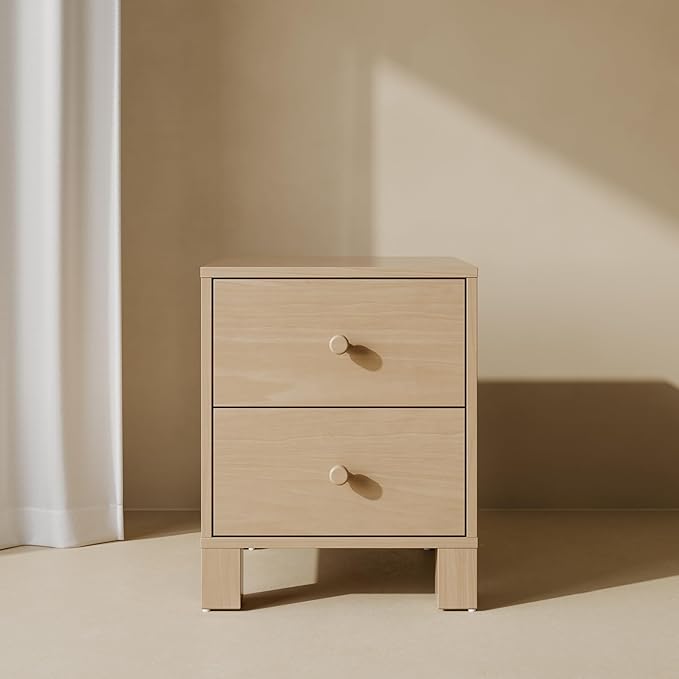 Storkcraft California 2-Drawer Nightstand (Driftwood) – GREENGUARD Gold Certified, Premium Wood Storage for Kids and Teens, Elegant Design with Iconic Block Feet