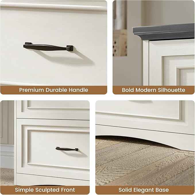 FEZIBO Farmhouse File Cabinet, 30" Lateral Filing Cabinet with 2 Drawers and Hanging Rods, Storage Wood Cabinet for Home Office, Living Room, Bedroom, Pure White