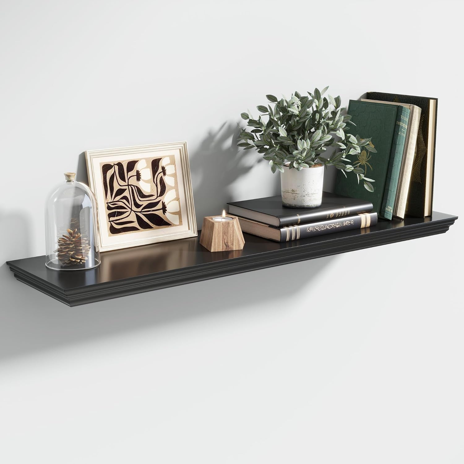 Floating Shelves for Wall, 36 Inch Long Wall Mounted Black Hanging Shelf for Kitchen, Living Room, Office, Bedroom, Bathroom, Retro Vintage Wood Bookshelf for House Decor - Décor Diaries
