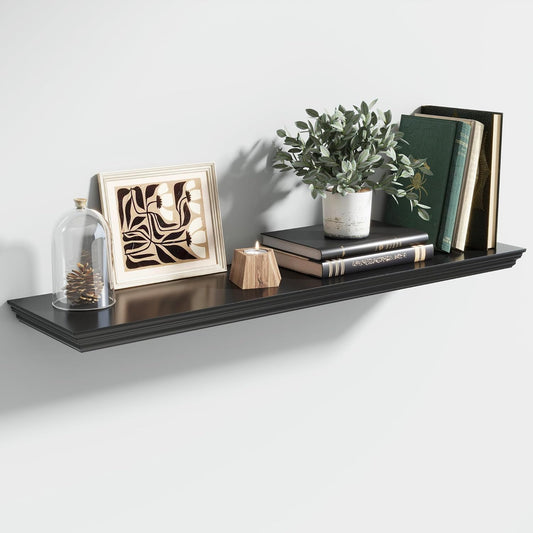 Floating Shelves for Wall, 36 Inch Long Wall Mounted Black Hanging Shelf for Kitchen, Living Room, Office, Bedroom, Bathroom, Retro Vintage Wood Bookshelf for House Decor - Décor Diaries