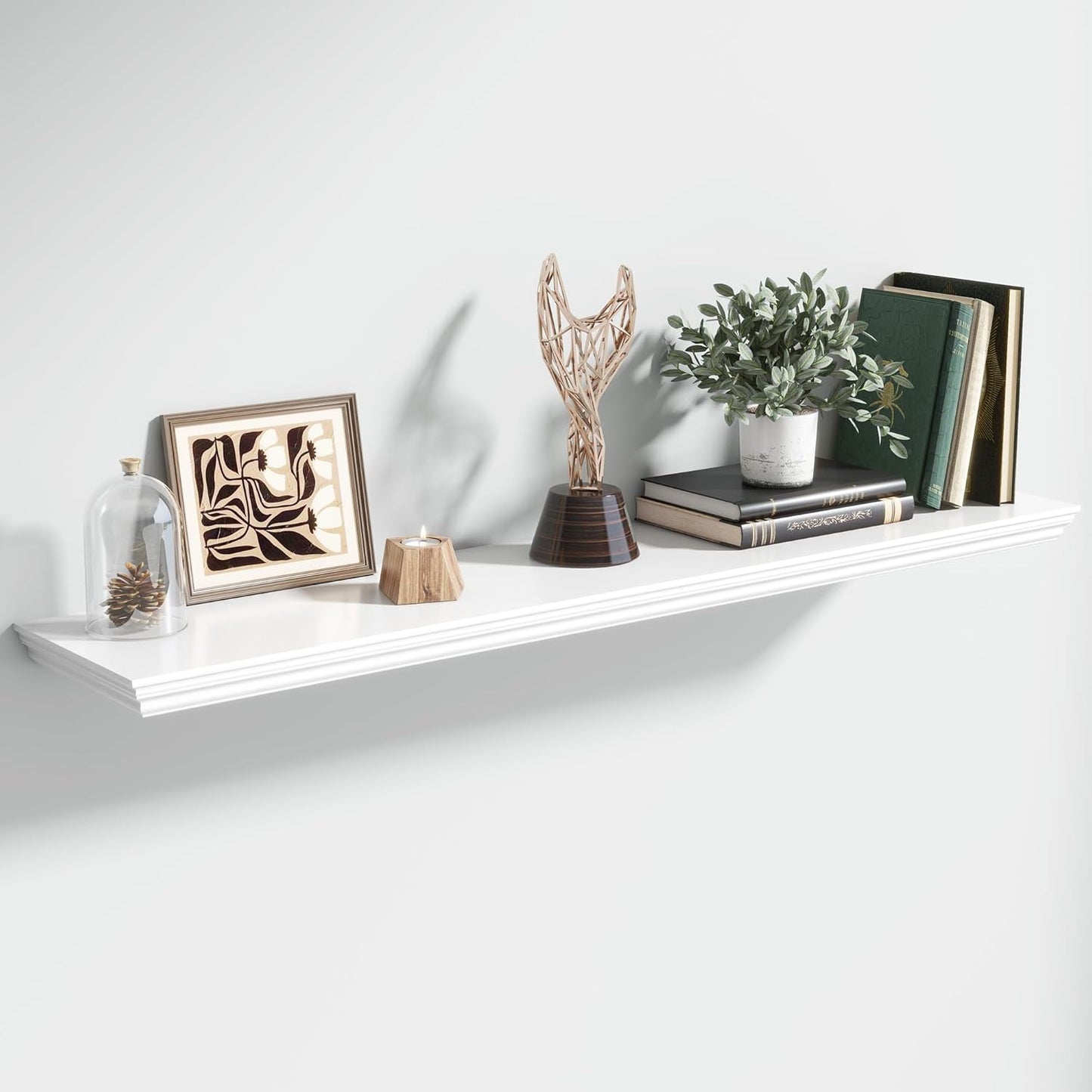 Floating Shelves for Wall, 48 Inch Long Wall Mounted White Hanging Shelf for Kitchen, Living Room, Office, Bedroom, Bathroom, Retro Vintage Wood Bookshelf for House Decor - Décor Diaries