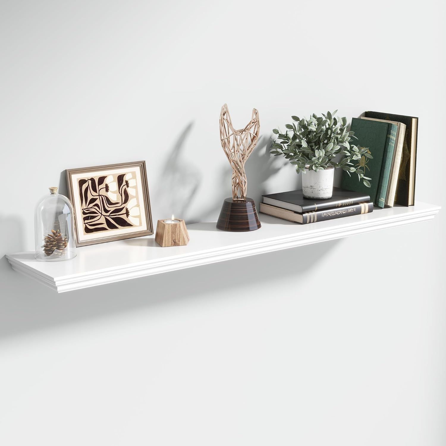 Floating Shelves for Wall, 48 Inch Long Wall Mounted White Hanging Shelf for Kitchen, Living Room, Office, Bedroom, Bathroom, Retro Vintage Wood Bookshelf for House Decor - Décor Diaries