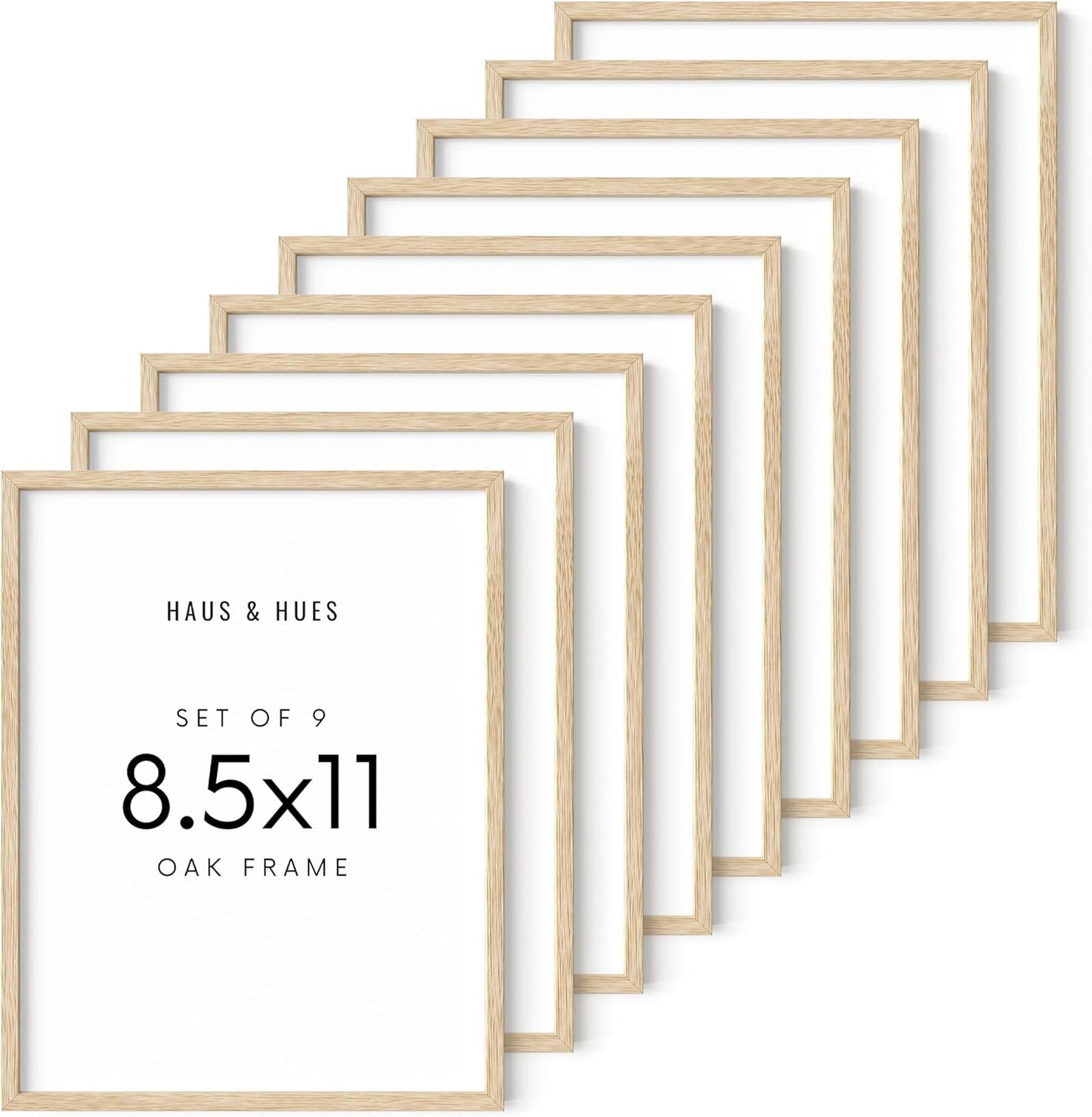HAUS AND HUES 8.5 X 11 Picture Frame Set of 9 - Certificate Frames 8.5 X 11 Wood Picture Frame, 8.5x11 Picture Frame 8.5x11 Frame Natural Wood Frame, 8.5 X 11 Frame Picture Frame 8.5 X 11
