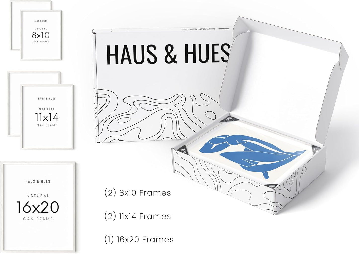 HAUS AND HUES Two 8x10, Two 11x14, One 16x20 - Framed White