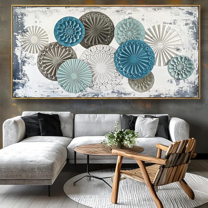Wall Art Colorful Floral Rustic Wall Decor Canvas Painting Abstract Wall Art for Bedroom Living Room Dining Room Home Office Decor 24"x48" with Framed