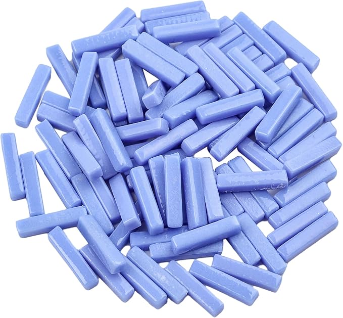 Youway Style Mosaic Tiles for Crafts Bulk,150g Blue Strips Shapes Mosaic Glass Pieces,Glass Mosaic Garden Craft Kit