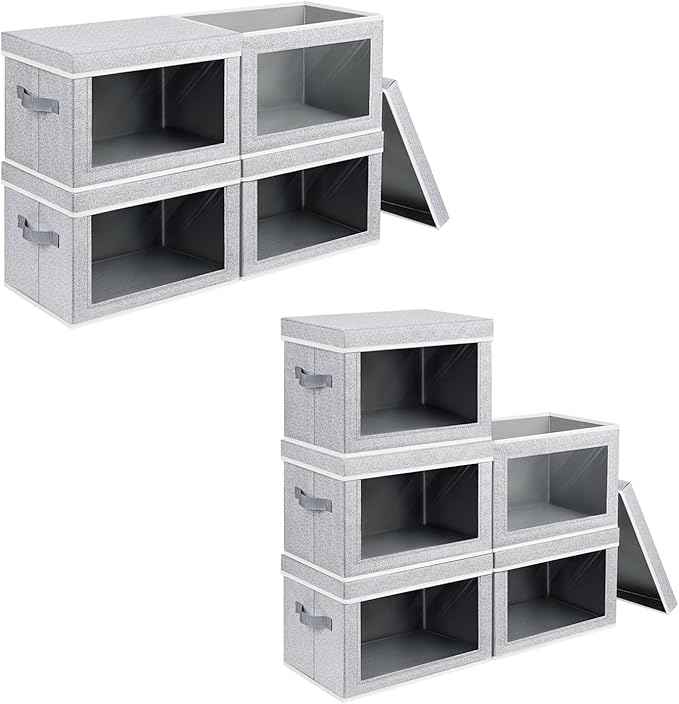 Storage Box with Lids - Foldable Clear Window Storage Bins, Large Decorative Storage Bins with Handles, Storage Containers for Clothes, Towel