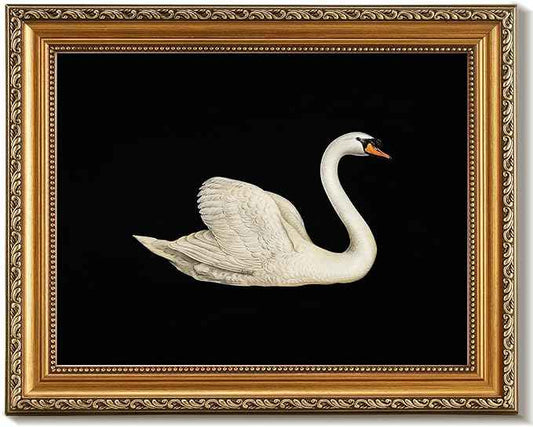 uniro Vintage Gold Framed Wall Art for Home Decor, Retro Swan Decor Animal Oil Painting Bathroom Wall Decor, Classic White Swan Vintage Art Prints, Minimalist Swan Aesthetic Picture for Nursery Bedroom Bathroom Office Desktop decor- 12x16Inch