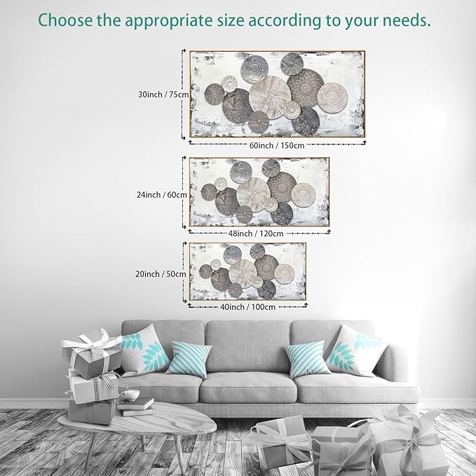 Wall Art Floral Rustic Wall Decor Brown and Grey Canvas Painting Abstract Wall Art for Bedroom Living Room Dining Room Home Office Decor 20"x40" with Framed
