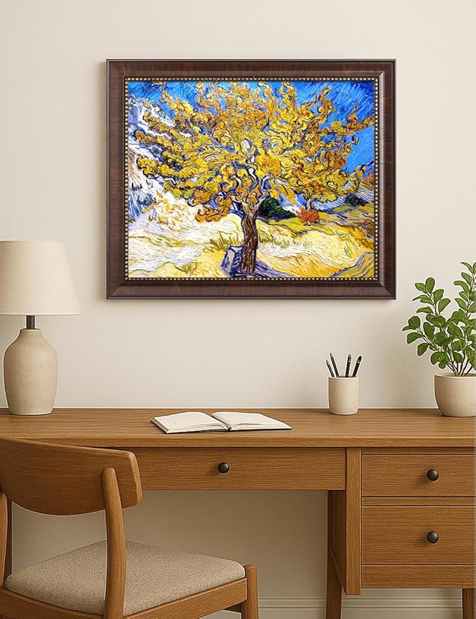 DECORARTS - Vincent Van Gogh The Mulberry Tree Framed Wall Art, Giclee Print with Antique Brown Frame for Living Room or Office Wall Decor, Picture Size 20x16 Total 23x19 Made in USA