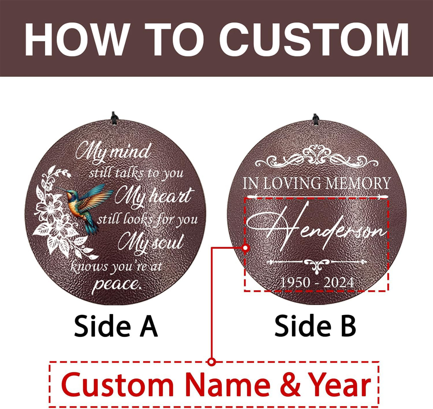 ASTARIN 36" Large Deep Tone Personalized Sympathy Wind Chimes, Memorial Wind Chime for Loss of Mother Father Loved One, Bereavement Gifts Decor Outdoor Patio Garden Graveyard