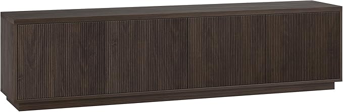 Henn&Hart Fluted TV Stand for TVs up to 85" with 2 Concealed Ribbed Storage Cabinets and Adjustable Shelves for Living Room, Family Room, or Office, Warm Brown