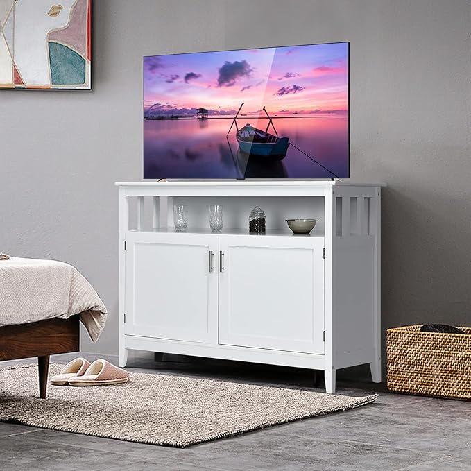 Costzon Buffet Cabinet, Wooden Sideboard with 2 Doors, Adjustable Shelf, Accent Coffee Bar Cabinet, Kitchen Storage Cabinet for Living Room, Hallway