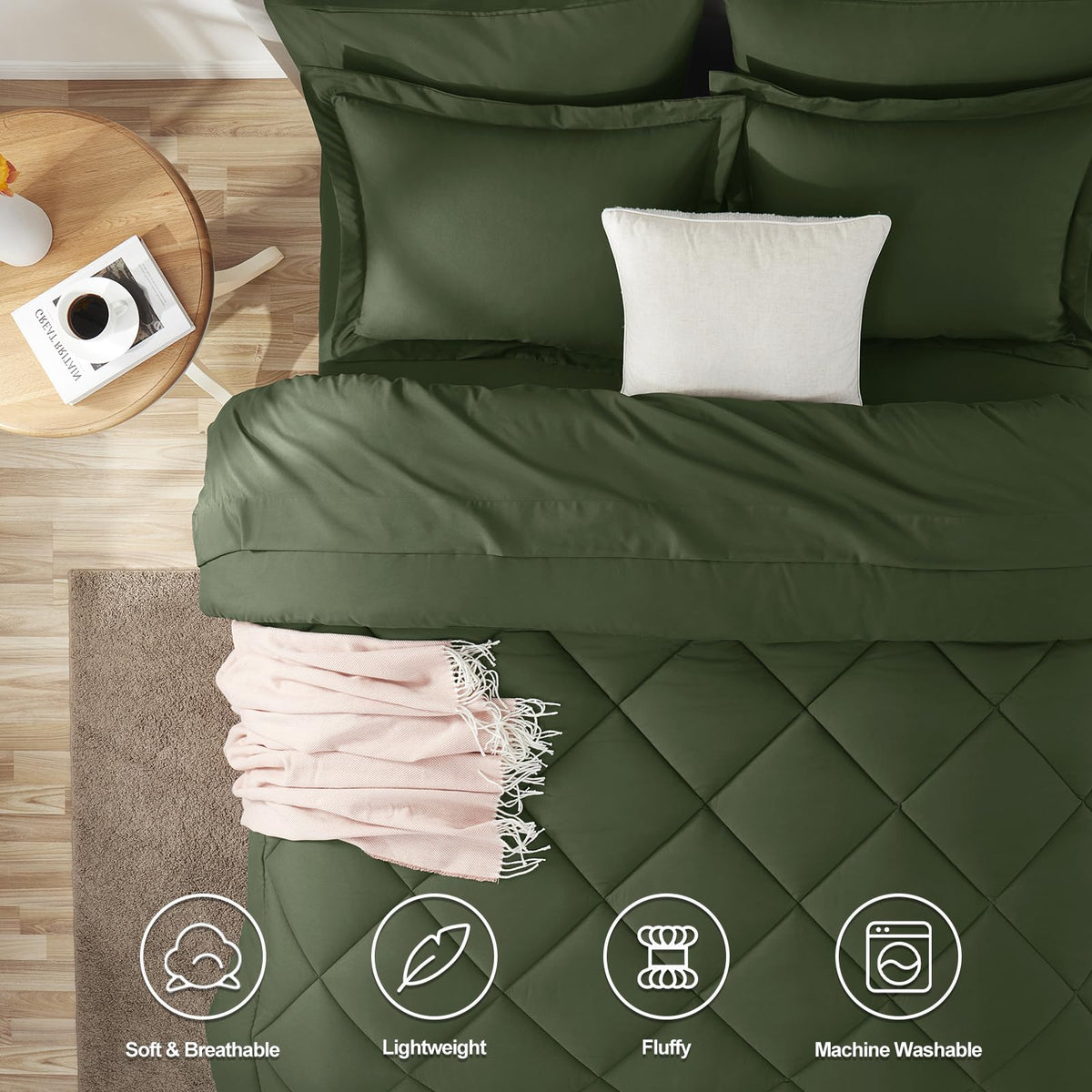 Queen Comforter Set Olive Green