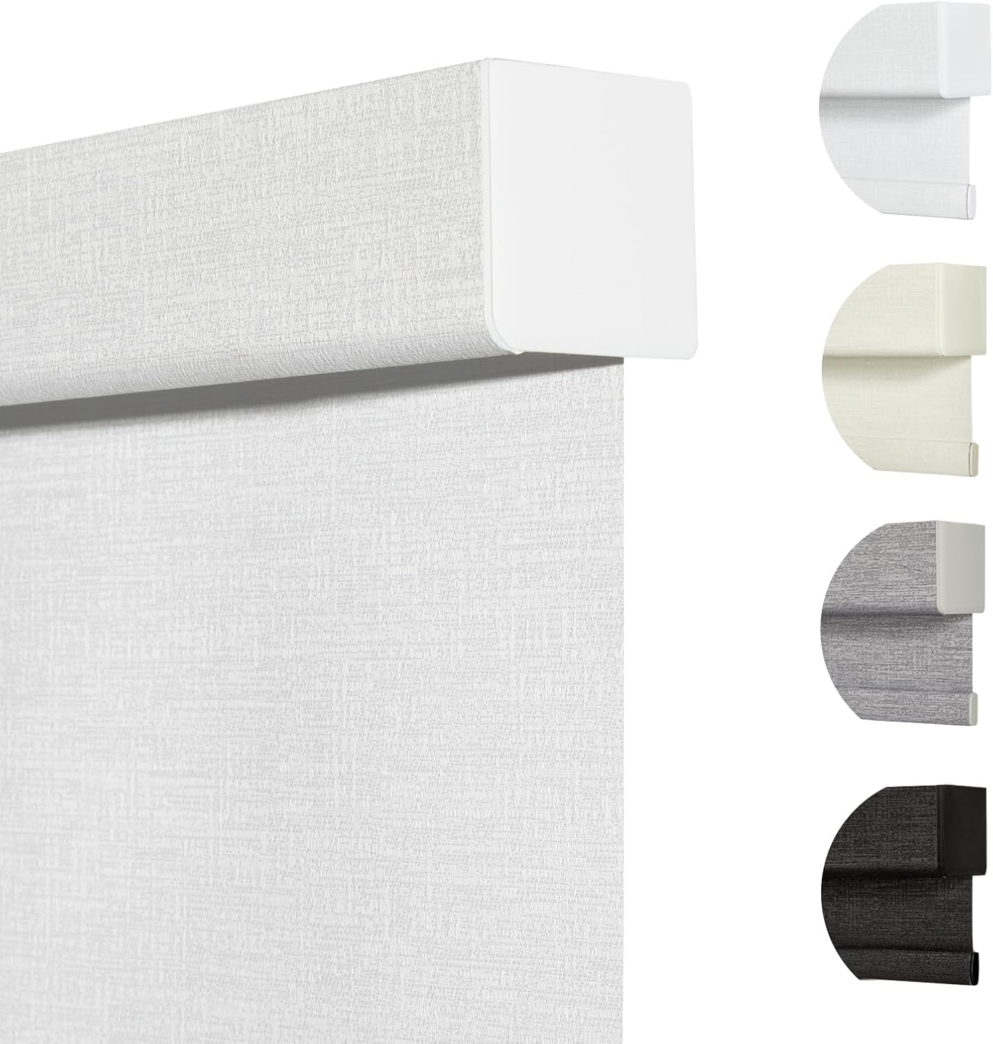 Persilux Blackout Roller Shades & Blinds Windows Shades Free-Stop Blackout Blinds with Jacquard Fabric,Cordless Blinds Pull Down Shades for Home, Easy to Install for Door/Office, White(58" W x 56" H)