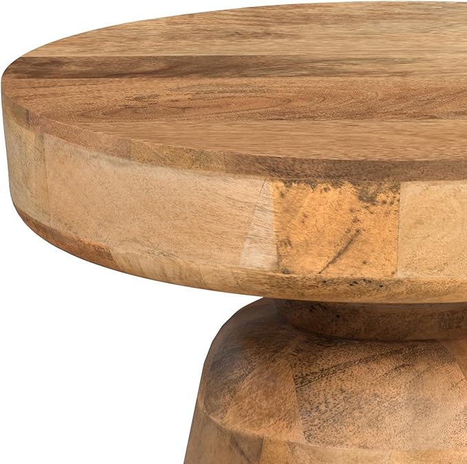 SIMPLIHOME Robbie Accent Table - 16 inch Wide Solid Mango Wood End Table in Natural, Boho Contemporary Rustic Side Table for Living Room or Bedroom with Multipurpose Function, Assembled