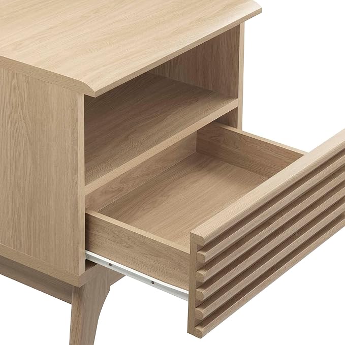 Modway Render Mid-Century Modern, One-Drawer Nightstand, Oak