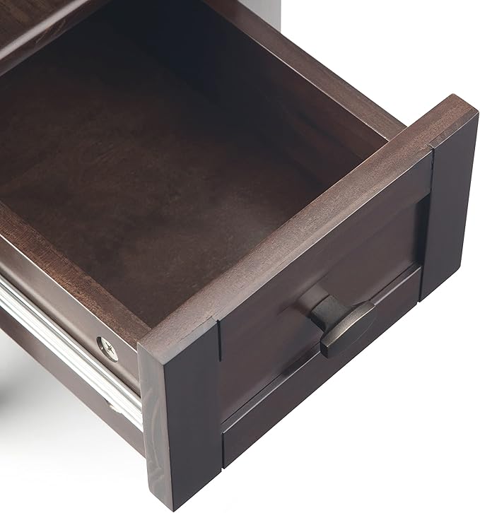 SIMPLIHOME Warm Shaker End Table - 14 inch Wide Solid Wood Narrow Side Table in Tobacco Brown, Transitional Accent Table for Living Room or Bedroom with Drawer, Open Shelf and Square Tapered Legs