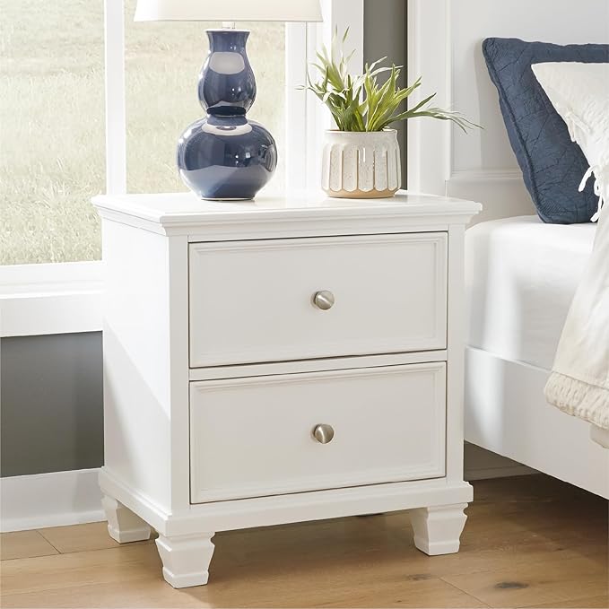 Signature Design by Ashley Fortman Traditional 2 Drawer Night Stand, White