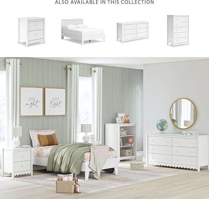 Signature Design by Ashley Hallityn Coastal Twin Platform Bed with Metal Slats, No Box Spring Needed, White