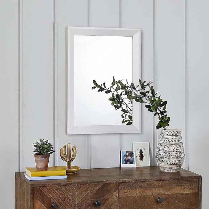 AAZZKANG Rectangular Wall Mirror Decorative Wood Framed Mirrors for Farmhouse Bedroom Bathroom Living Room Entryway Hanging Home Decor Small