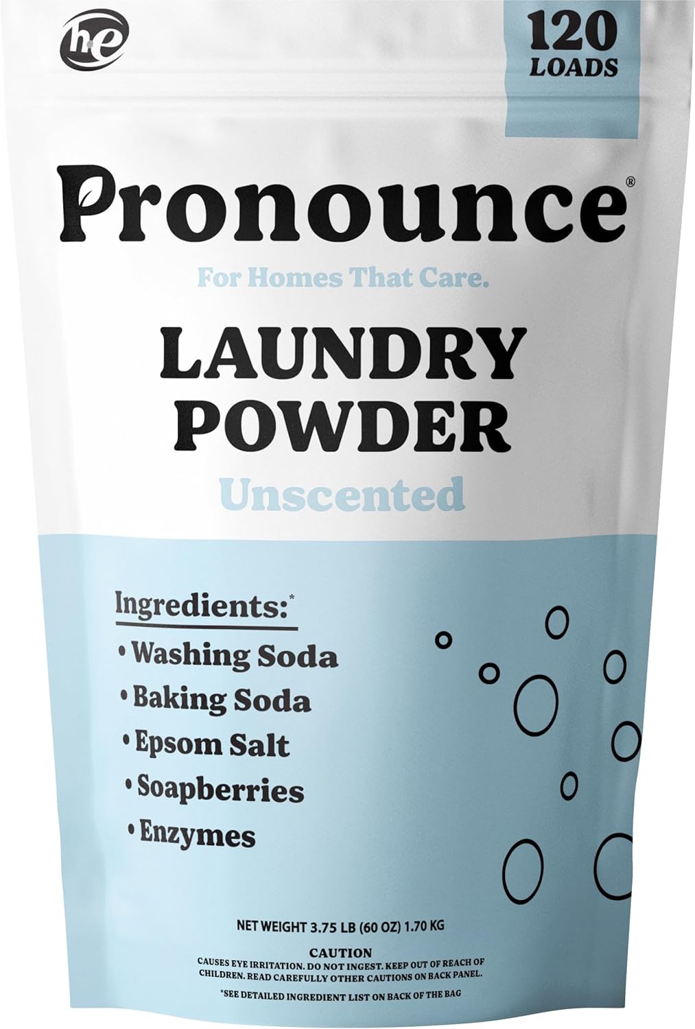 Pronounce Laundry Detergent Powder Alternative | Earth-Derived Ingredients, Eco-Friendly, Safer for Sensitive Skin, Eczema, and Babies. Stain + Smell Fighting. HE Safe (Unscented, 120 Loads) - Décor Diaries