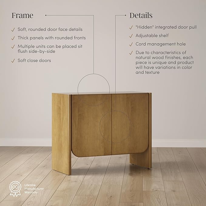 Nathan James Jacala Mid Century Modern Entryway Storage Cabinet with Doors, Living Room Accent Cabinet with Wood Frame, Light Brown Set of 2