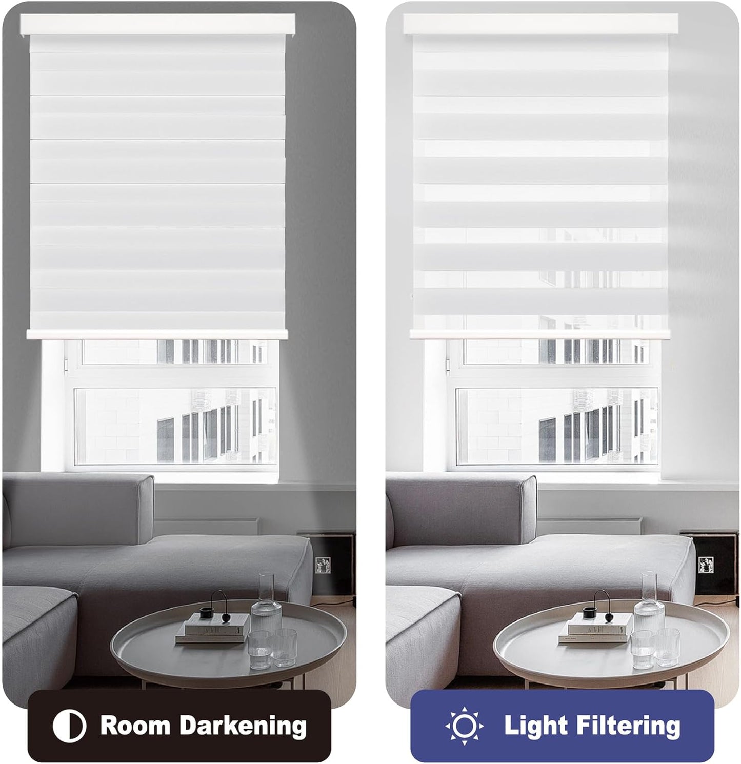 HESTIA Cordless Zebra Blinds Light Filtering Roller Shades UV Blocking Blackout Privacy Indoor Window Shades for Home Office Day and Night, Beige,31" W x 48" H