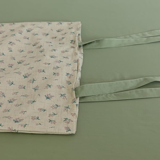 LifeTB Green Floral Comforter Set Queen Vintage Coquette Bedding Comforter for Girl Women Floral Botanical Comforter with 2 Bow Ties Pillowcases Cottagecore Bedding Flowers Comforter Set Queen Size
