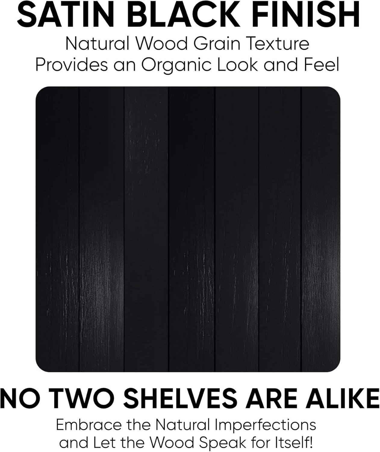 Homeforia Black Floating Shelf 48 inches, High End Solid Real Wood 48 inch Long Floating Shelves for Wall, Black Wooden 48inch Large Floating Shelves, Heavy Duty Bracket, 48 X 6.5 X 1.75 in, Set of 2