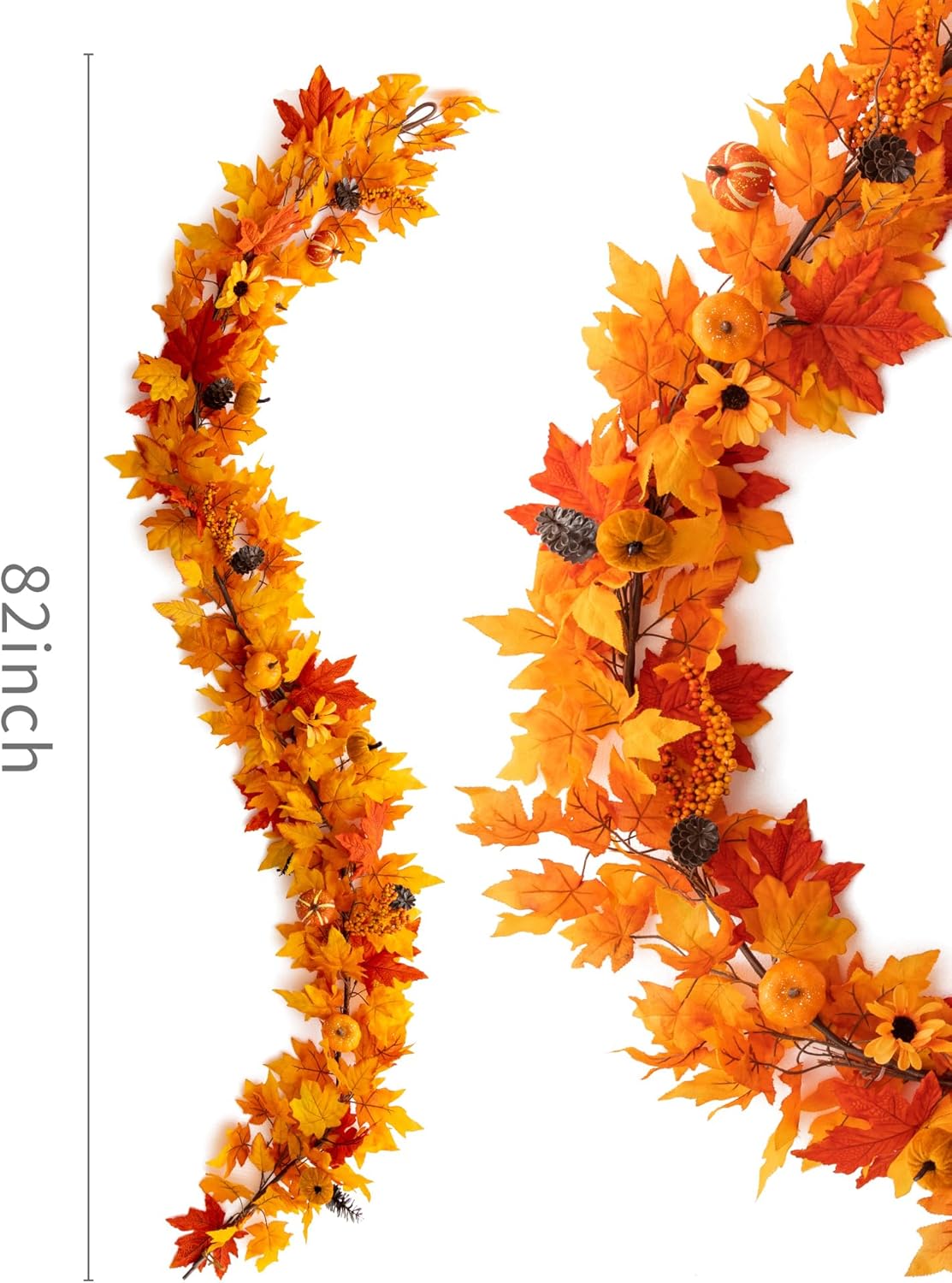 MISSPIN Fall Decor - Fall Garland - 6FT Autumn Maples Leaf Garland for Autumn Decor Hanging Vine for Halloween Thanksgiving Decor Home Wedding Fireplace Party Christmas(Orange)