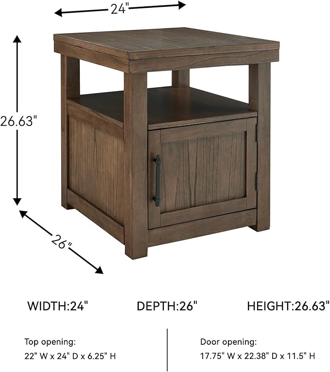 Signature Design by Ashley Boardernest Casual End Table with 1 Open Shelf and 1 Cabinet, Dark Brown