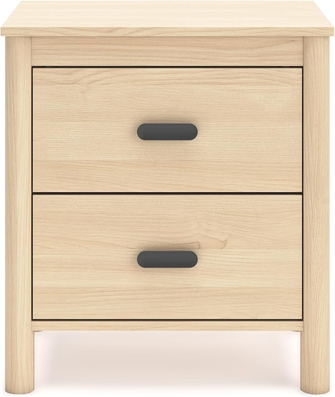 Signature Design by Ashley Cabinella Casual 2-Drawer Nightstand with Round Post Legs, 24.37" Tall, Light Brown