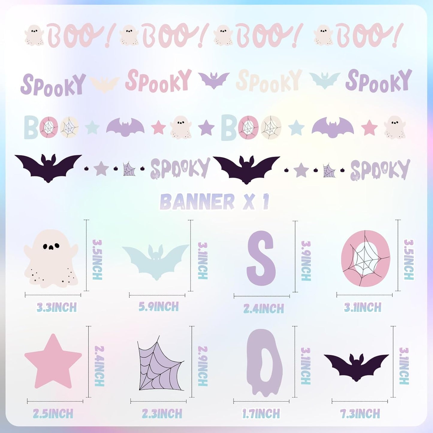 Pastel Halloween Decorations Garland, Cute Bat Boo Ghost Pastelween Banner Pastel Halloween Spooky Garland for Kids Hallo ween Baby Shower Birthday Decorations Home Classroom