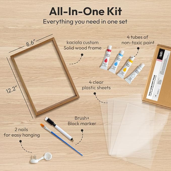 Kaciola Family Handprint Kit, DIY Newborn Keepsake Frame, Baby Hand and Footprint Kit, Unique New Baby Gift for Mothers Day Crafts Anniversary (Brown)