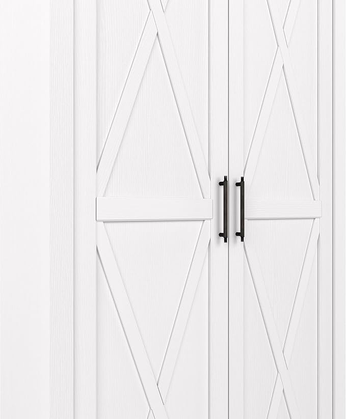 Bush Home Key West Tall Storage Cabinet with Doors in Pure White Oak