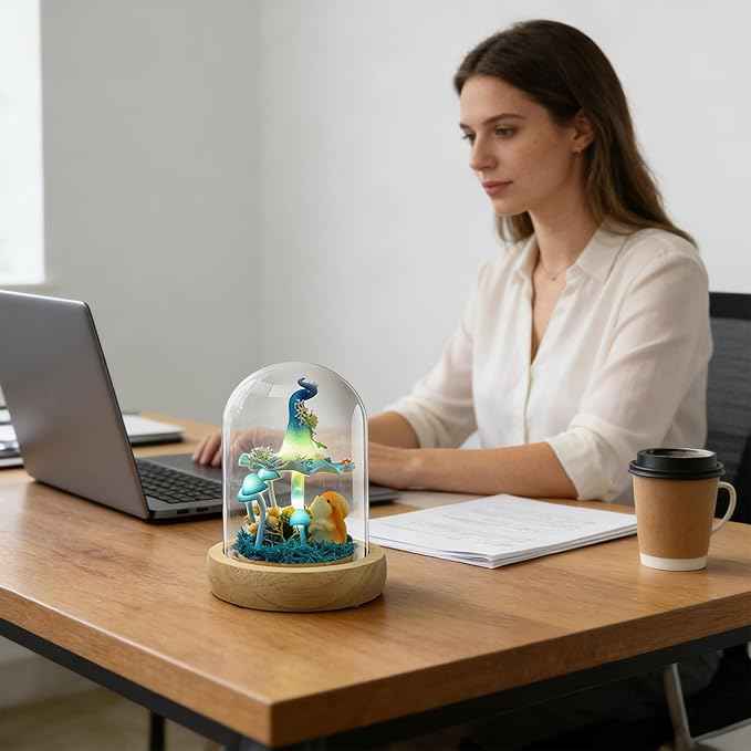 QUELIEN Mushroom Lamp,Mothers Day Mom Gifts for Mom,Light Up Mushroom in Glass Dome,Birthday Party Decorations,Ideal Birthday Gift,GirlfriendGift
