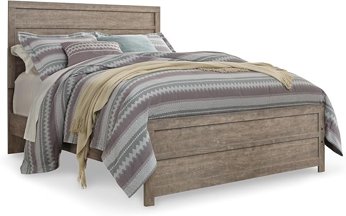 Signature Design by Ashley Culverbach Farmhouse Queen Panel Bed, Foundation or Box Spring Needed, Gray