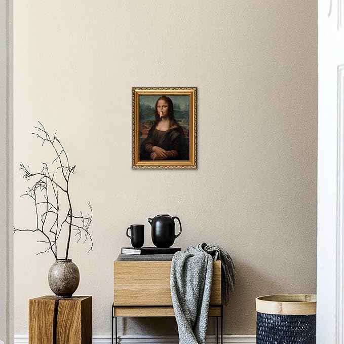 uniro Vintage Gold Framed Wall Art for Home Decor, Retro Funny Bathroom Wall Decor Canvas Artwork, Trendy Funky Wall Art Maximalist Decor, Funny Bathroom Signs for Bathroom, Living Room, Desktop decor - 11x14Inch