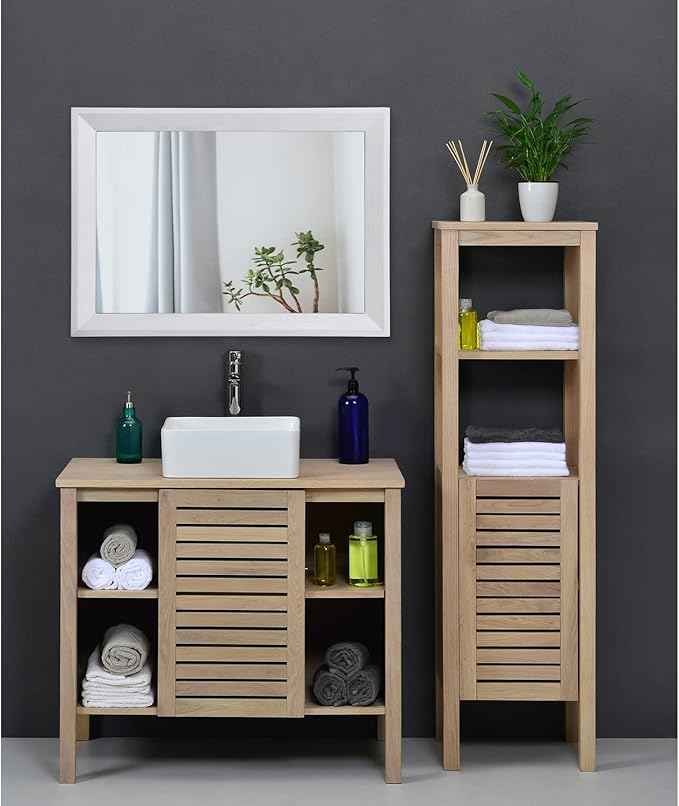 AAZZKANG Rectangular Wall Mirror Decorative Wood Framed Mirrors Large 20"x16" for Farmhouse Bedroom Bathroom Living Room Entryway Hanging Home Decor