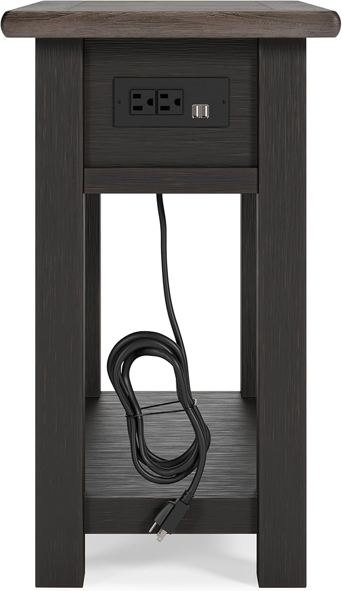 Signature Design by Ashley Tyler Creek Chair Side End Table, Plank-styled Top, Smooth-gliding Drawer, Wood, 14.13" W x 24.13" D x 24.13" H, Light Brown & Whitewash