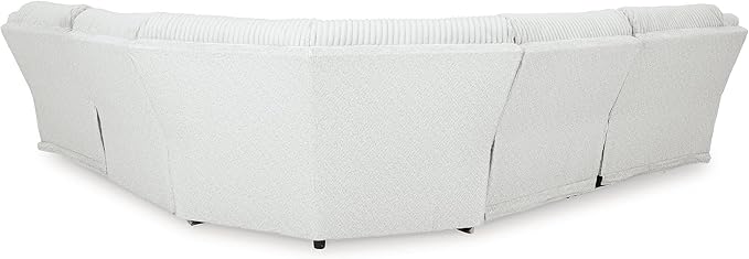 Signature Design by Ashley Top Tier Modern 5-Piece Reclining Sectional with Armrest and Throw Pillows, Light Gray