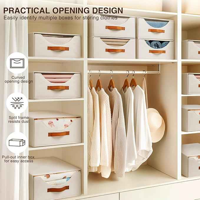 4 Pack Stackable Storage Drawers And Homsorout 2 Pack Large Collapsible Storage Bins with Drawers