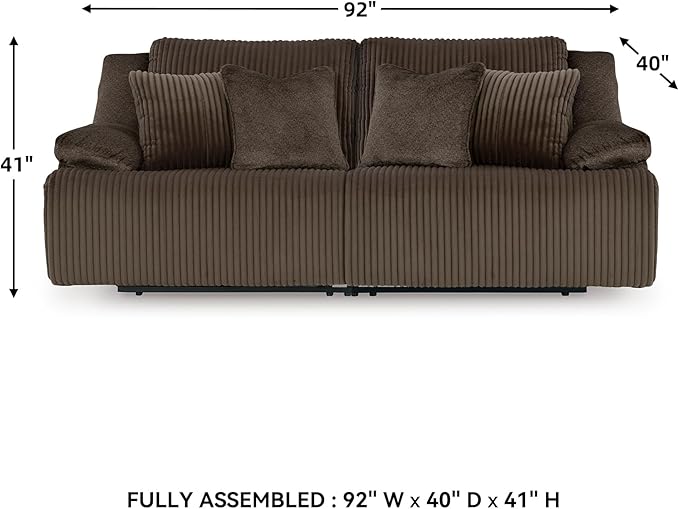 Signature Design by Ashley Top Tier Modern 2-Piece Reclining Sectional Loveseat with 4 Accent Pillows, Dark Brown