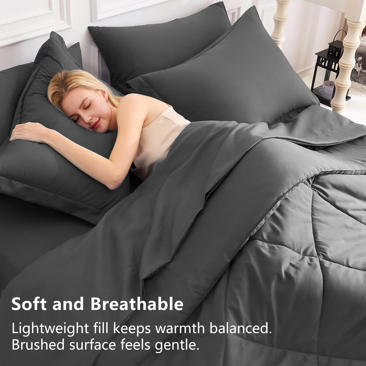 California King Comforter Set Dark Grey
