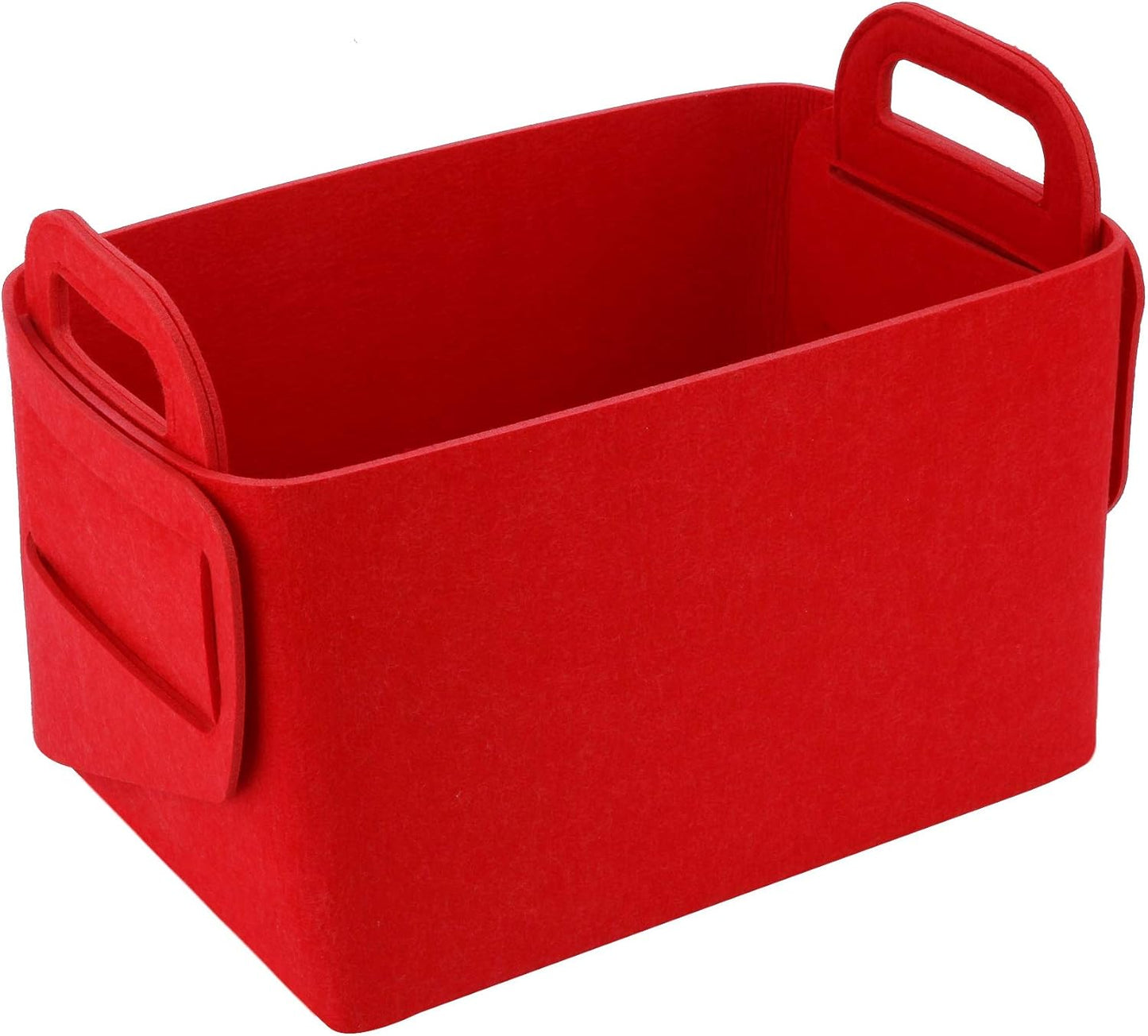 Minoisome Storage Basket Felt Storage Bin Collapsible& Convenient Box Organizer with Carry Handles for Office Bedroom Closet Babies Nursery Toys Laundry (Red, 13.8inch（L）×9.5inch（W）×8.3inch（H）)