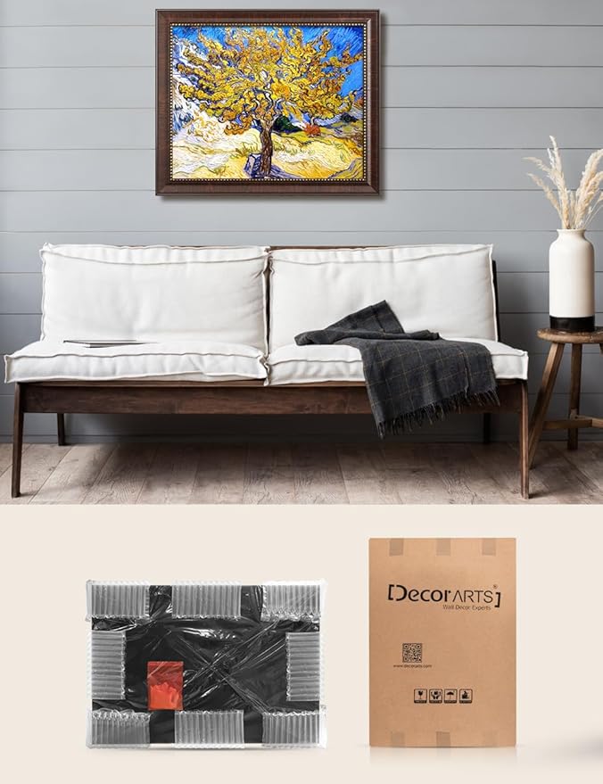 DECORARTS - Vincent Van Gogh The Mulberry Tree Framed Wall Art, Giclee Print with Antique Brown Frame for Living Room or Office Wall Decor, Picture Size 20x16 Total 23x19 Made in USA