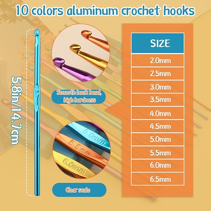 IMZAY 110 Pcs Crochet Hooks Set, Crochet Needles, Ergonomic Crochet Hooks Kit with Storage Case, Knitting Accessories, Knitting Blunt Needles Stitch Marker DIY Hand Knitting Craft for Beginners