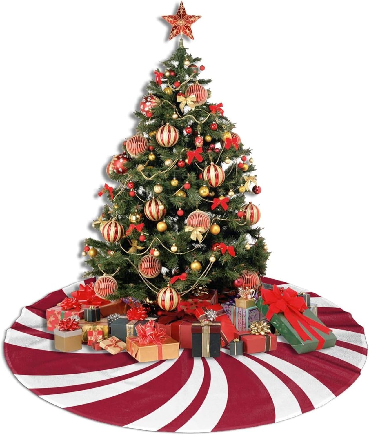 Christmas Tree Skirt,Mint Sugar Double Swirl Candy Xmas Tree Skirt Rustic Farmhouse Tree Skirt for Christmas Decor Xmas Holiday Home Party Decorations36