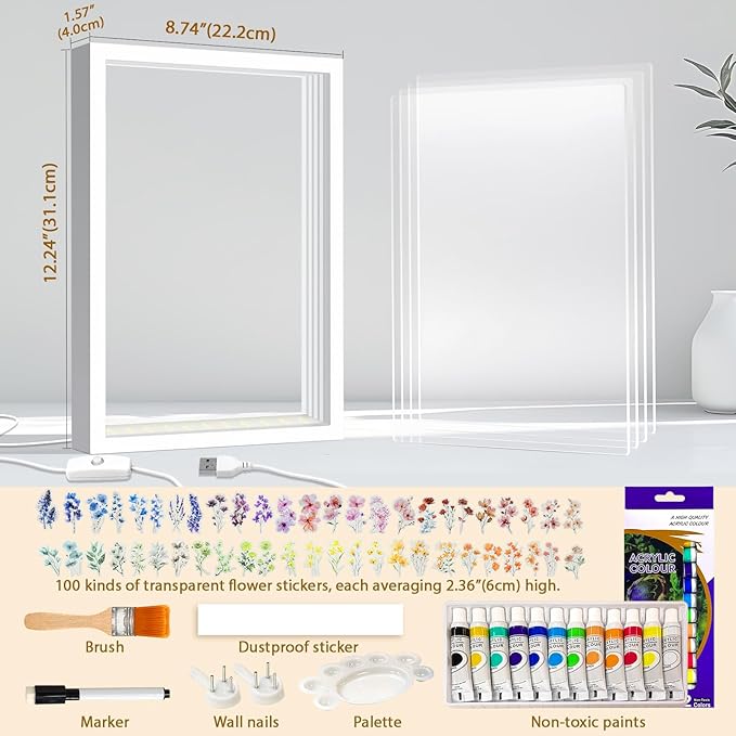 OurWarm Family Handprint Kit with Light, DIY Handprint Family Keepsake Wooden Frame with Sticker & Non-Toxic Baby Safe Paint, Baby Keepsake Gifts for Newborn, Mother's Day, New Parents, Adoption Day